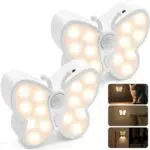 Deyagoo Nachtlicht mit Bewegungsmelder, 2 Stück Schmetterling LED Nachtlampe mit Strahler USB Wiederaufladbar