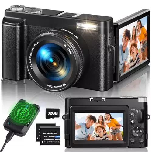 Digitalkamera 4K, 48MP 16X Autofokus Digitalzoom Kamera
