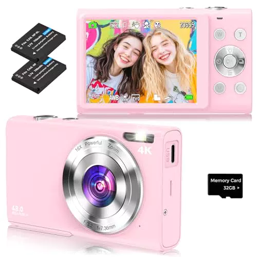 Digitalkamera, 4K Autofokus Fotoapparat Fotokamera mit 32G SD Karte HD 48MP mit 2.8" großem Bildschirm