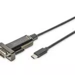 DIGITUS USB auf Seriell Adapter - RS232 Konverter - USB 2.0 Typ-C zu DSUB 9M - FTDI FT232RL Chipsatz - 1 m Anschlusskabel