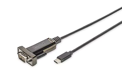 DIGITUS USB auf Seriell Adapter - RS232 Konverter - USB 2.0 Typ-C zu DSUB 9M - FTDI FT232RL Chipsatz - 1 m Anschlusskabel