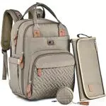 Wickeltasche Rucksack - Dikaslon Großer Wickelrucksack mit Multifunktions-Babytaschen und mobiler Wickelauflage - Schnullerhalter und Kinderwagengurte - für Mama und Papa
