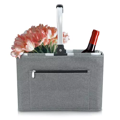 Diurwur 30L Tragekorb Faltbar Einkaufskorb Groß Picknickkorb mit Gepolsterten Griffen Praktischer Klappkorb Einkaufstasche mit Alurahmen Stabiler Korb - ideal für Reisen/Picknick/Einkaufen/Geschenk