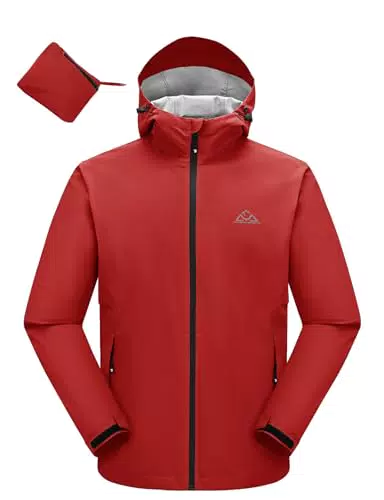 donhobo Herren Regenjacke Atmungsaktiv für Männer Wasserdicht Leicht Faltbare Regenmantel Outdoor Fahrrad Rain Windbreaker mit Kapuze