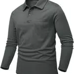 donhobo Poloshirt Herren Langarm Polohemd Einfarbig T-Shirt Outdoor Funktionsshirt Quick Dry Atmungsaktiv Sportshirt Golf Freizeitshirt