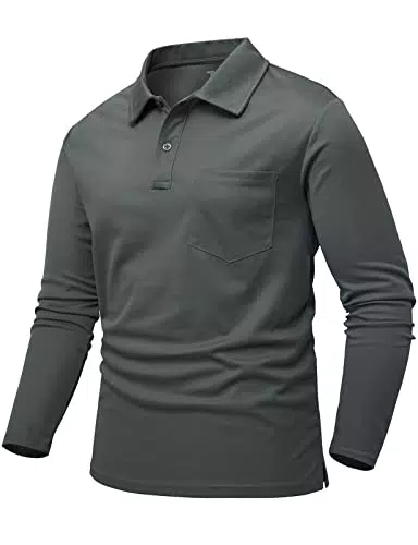 donhobo Poloshirt Herren Langarm Polohemd Einfarbig T-Shirt Outdoor Funktionsshirt Quick Dry Atmungsaktiv Sportshirt Golf Freizeitshirt