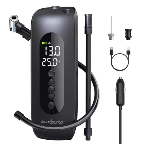 dwndpump Elektrische Luftpumpe Fahrrad 150PSI Tragbar Elektrische luftkompressor Akku Luftpumpe mit Digital LED Anzeige Reifenpumpe für Auto