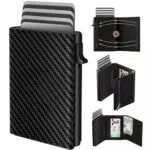 dwnkove Kartenetui Herren, Slim Wallet mit Magnetverschluss und Münzfach
