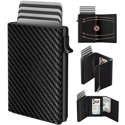 dwnkove Kartenetui Herren, Slim Wallet mit Magnetverschluss und Münzfach