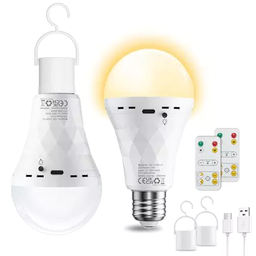E27 LED Glühbirne USB Rechargeable 2600mAh Lampe Warmweiss&Kaltweiss Dimmbar mit Fernbedienung