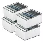 EASEVE 4 Stück Schrank Organizer Kleiderschrank Kleidung Aufbewahrung - 7 Fächer Faltbare Schubladen Ordnungssystem Kleider Aufbewahrungsbox für Hosen