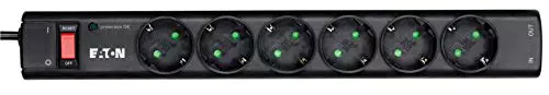 Eaton PS6TD Protection Strip 6 Tel@ DIN - Steckdosenleiste mit Überspannungsschutz - schwarz NEU