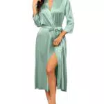 Ekouaer Damen Bademantel Leicht Satin Morgenmantel Damen Lang Bademantel Brautjungfern-Hochzeitsfeier Seidenroben Nachtwäsche mit Taschen Kimono