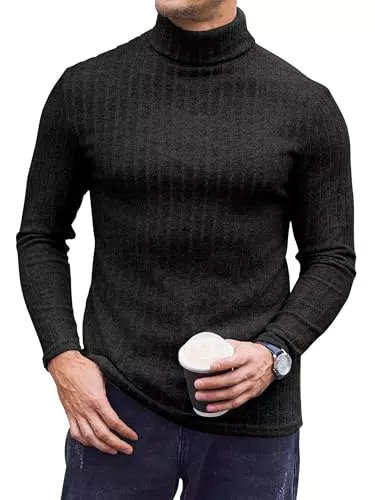 Ekouaer Rollkragenpullover Herren Langarm Thermooberteil Slim Fit