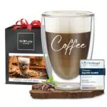 ElbFuchs Doppelwandiges Latte Macchiato Glas, COFFEE |1x 350ml Ideal als Thermoglas für Cappuccino