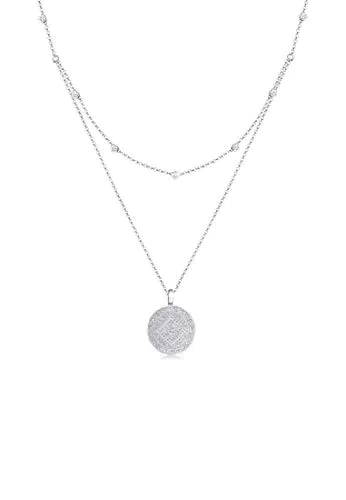 Elli Halskette Damen Layer Look Münze Plättchen Vintage mit Kristallen in 925 Sterling Silber