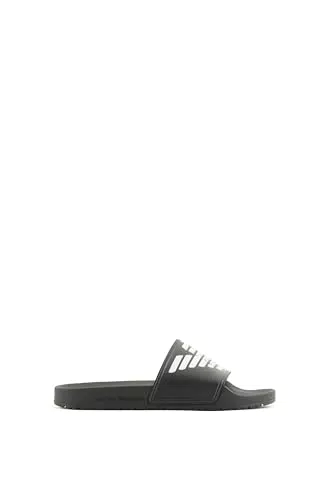 Emporio Armani Unisex Bold Eagle Logo Slide Sandal, Black+White