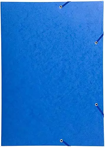 Exacompta 59507E Einschlagmappe DIN A3. Made in Germany. Aus extra starkem Colorspan-Karton mit 3 Innenklappen und 2 Gummizügen Sammelmappe für Büro und Schule blau