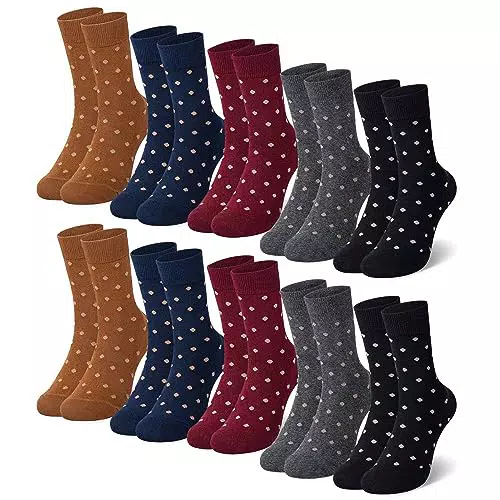 Falechay 10 Paar Socken Damen Damensocken Mehrfarbig Mit Streifen Punkte Socken Baumwollsocken Sportsocken Bunte Socken Damen Fünf-Farben