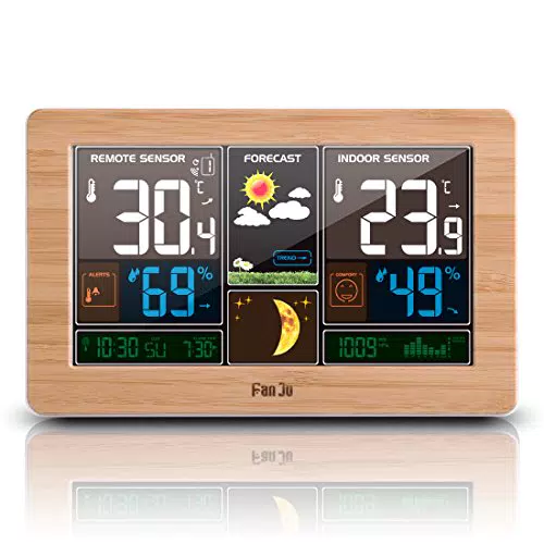 FanJu FJ3378B Wetterstation mit Außensensor, DCF Funkuhr