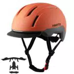 Favoto Fahrradhelm Urban mit Schirm Leicht - Double Inmould Technologie City Scooter Helm Erwachsene für Damen Herren L Verstellbar Orange Schwarz