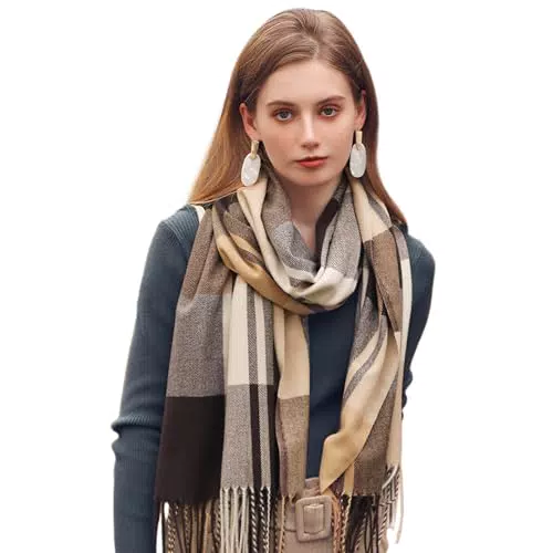 Figarge Schal Damen Schal kariert für Damen Herren karierter Schal mit Fransen Herbstschal Winterschal Plaid Schal weicher als Kaschmir Warme Winter Schals