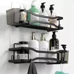 FINIBO Duschablage Ohne Bohren, 2 Stück Selbstklebend Badregal Badezimmer Organizer