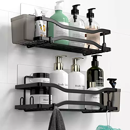 FINIBO Duschablage Ohne Bohren, 2 Stück Selbstklebend Badregal Badezimmer Organizer
