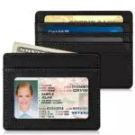 Fintie Flache Geldbörse Kartenetui Ausweishülle, Premium Kunstleder RFID Schutz Slim Geldbeutel Kreditkartenetui mit ID-Fenster und Schnellzugriff-Fach für Herren Damen