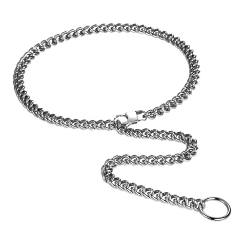 Flongo Choker Lariat Halskette für Damen: 22 Zoll Edelstahl Kubanische Kette Panzerkette mit O-Ring Kreis Anhänger Punk Sexy Lange Schlupfkette Y Tropfen Halskette verstellbar Silber