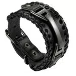 Flongo Lederarmband Männer Groß Armband Herren Armreif