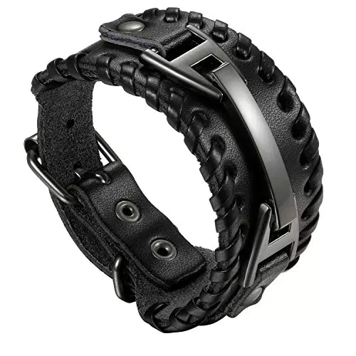 Flongo Lederarmband Männer Groß Armband Herren Armreif