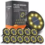 FLOWood Solar Stehlampe warmweiß, 8 LEDs, Solarlampen für den Außenbereich