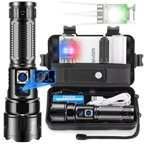 Fsiviim Taschenlampe Led Aufladbar, 500000 Lumen Led Taschenlampe Extrem Hell