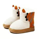 Fudaolee Winterstiefel für Kinder Plüsch Schneestiefel Kleinkind Wärme Gefüttert Schlupfstiefel Mädchen Winterschuhe Jungen Rutschfest Stiefeletten Winter Kleinkindschuhe Braun = Etikett 160