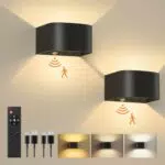 FULEN Akku Wandlampe Innen mit Bewegungssensor, Fernbedienung 3 Farben Wandlicht Up and Down Innen LED Wandleuchte 3 Modi Wiederaufladbare Batteriebetriebene Wandlampen Helligkeit Einstellbar