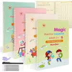 funvce Englisches Magisches Übungsheft, 4 Stück Wiederverwendbares Magische Heft Schreibhilfe Für Stift Kinder
