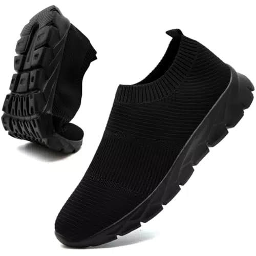 FZJIALI Sportschuhe Herren Schuhe Turnschuhe Schwarz Laufschuhe Slip on Sneaker StraßEnlaufschuhe Sommer Schuhe Joggingschuhe Hallenschuhe Fitness Männer Schuhe Schwarz 43