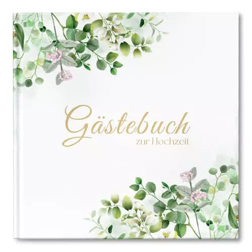 Gästebuch Hochzeit Personalisiert mit 6Schöne Aufkleber und 44Doppelseiten Premium Dickem Papier
