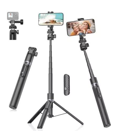 Gahenwo 173cm Selfie Stick Stativ, Einbeinstativ Tripod für Action-Kamera