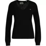 GANT Damen Extrafine Lambswool V-Neck Pullover, Schwarz