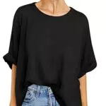 GeGekoko Damen T-Shirt Sommer Kurzarm Rundhals Oberteil Locker Frauen Casual Lose Tops Elegant Bluse