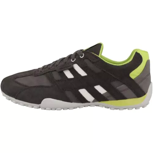 Geox Herren Uomo Snake A Sneaker, Graphite/Lime Green