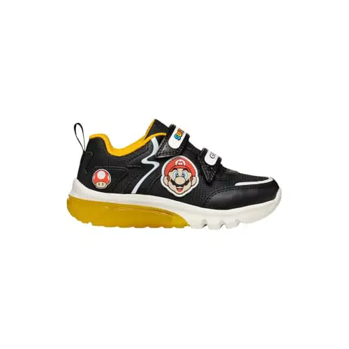 Geox J CIBERDRON Boy I Sneaker, Black/Yellow