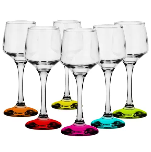 Glasmark Krosno Schnapsgläser 6er Set 75 ML Gläser Set Für Schnaps Vodka Glas Shots Likör Schnapsglas Shotgläser Likörgläser Geschenkset Wodka Transparent Bunter Boden 6 x 75 M