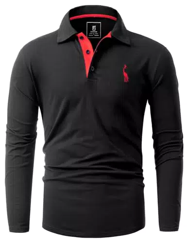 GLESTORE Herren Langarm Poloshirt - Polo Hemd für Männer