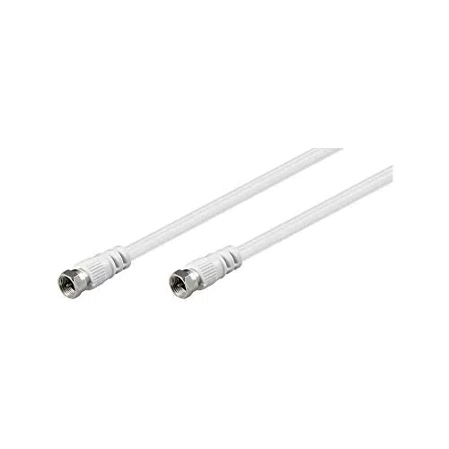 Goobay 11724 Antennenkabel 2, 5m / F Stecker auf F Stecker / SAT Kabel 70 dB Koaxialkabel Satellitenkabel / 2fach geschirmt TV Kabel / Weiß / Fernsehkabel 2