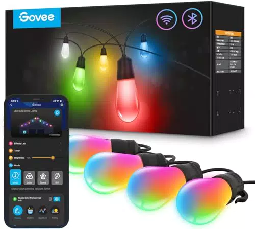 "Govee Smart LED Lichterkette für den Außenbereich mit WLAN, RGBICW, IP65 Wasserdicht - Kompatibel mit Alexa und Google Assistant, App-Steuerung, 47 Szenenmodi"