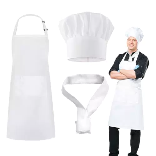 GUTERTOP Koch Schürze Herren Set, Kochschürze Herren Weiß