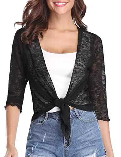 Gyabnw Strickjacke Damenmode Vertuschung Chiffon Bloero Sommerjacke Lose Bolerojäckchen Cardigan Sommer Bluse Bademode-Capes Strand Bikini Cover Up S-XX